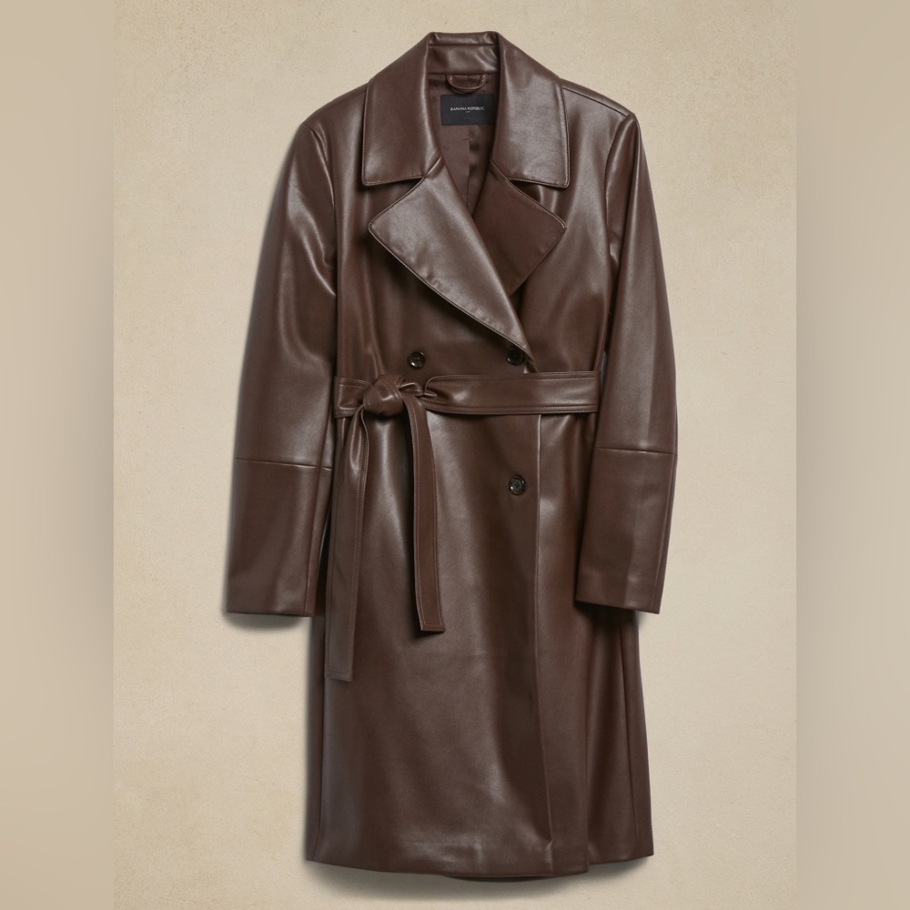 BANANA REPUBLIC VEGAN LEATHER TRENCH